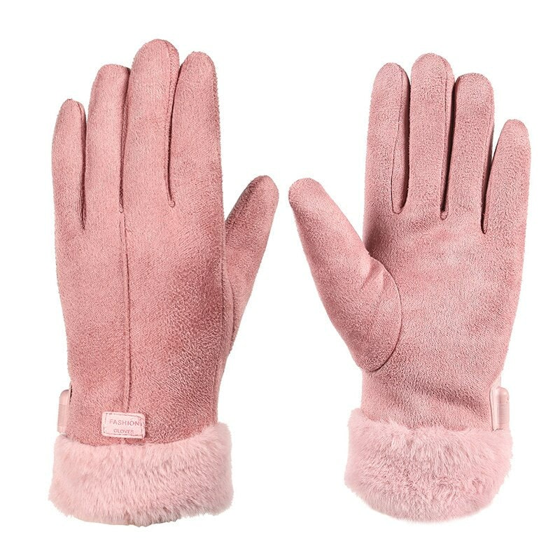 Women's Heated Gloves for Winter with Faux Fur Cuffs and Fleece Lining - Image 5