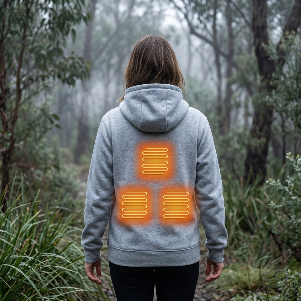 Women's Heated Hoodie Vest with Zip-Up Front and Kangaroo Pocket - Image 4