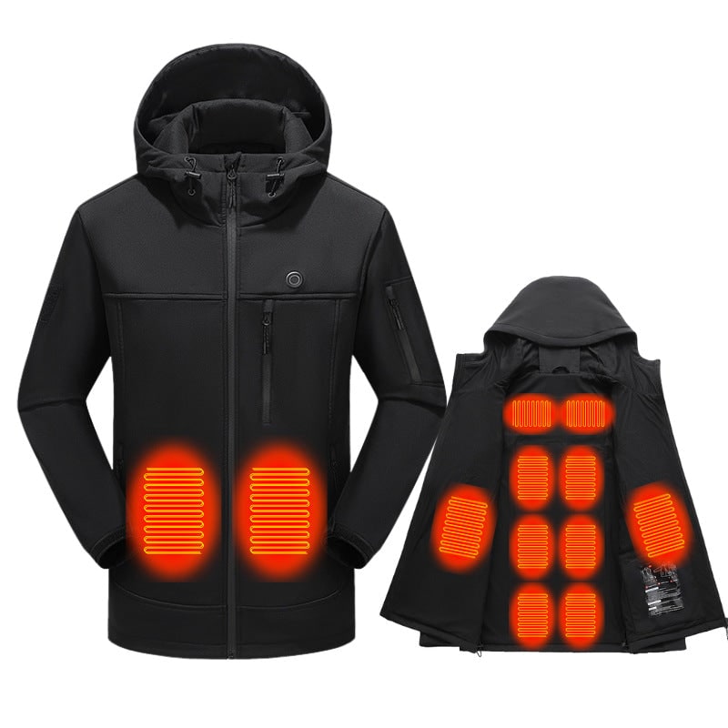 Women's Heated Jacket with Hood Full Zip Softshell and USB Power - Image 1