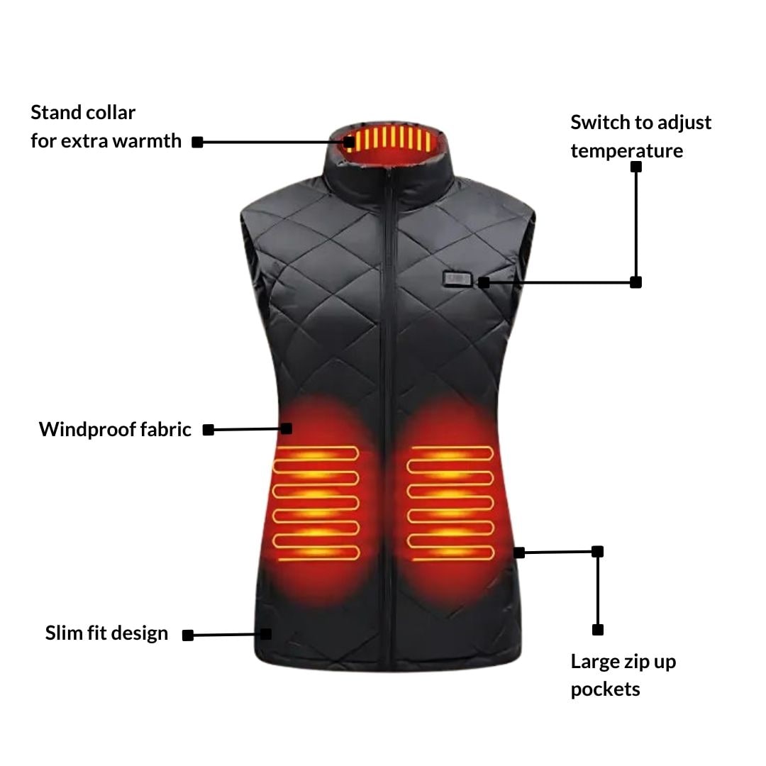 Women's Heated Vest for with USB Rechargeable Battery Powered Electric Quilted Slim Fit - Image 4