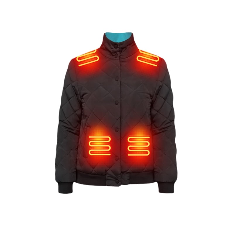 Women's Heated Winter Jacket with Quilted Diamond Stitch and Stand Collar - Image 5