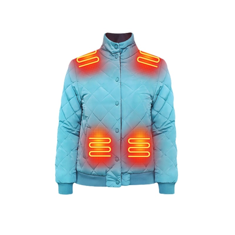 Women's Heated Winter Jacket with Quilted Diamond Stitch and Stand Collar - Image 8