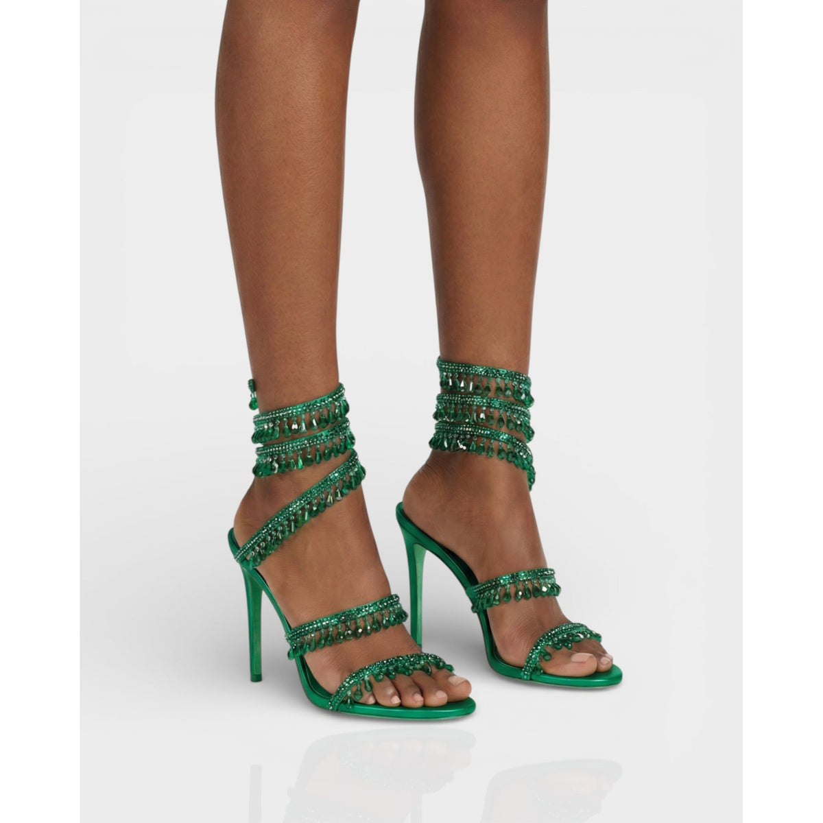 Women's High Heels Rhinestone Ankle Wrap Stiletto with Crystal Tassels - Image 1