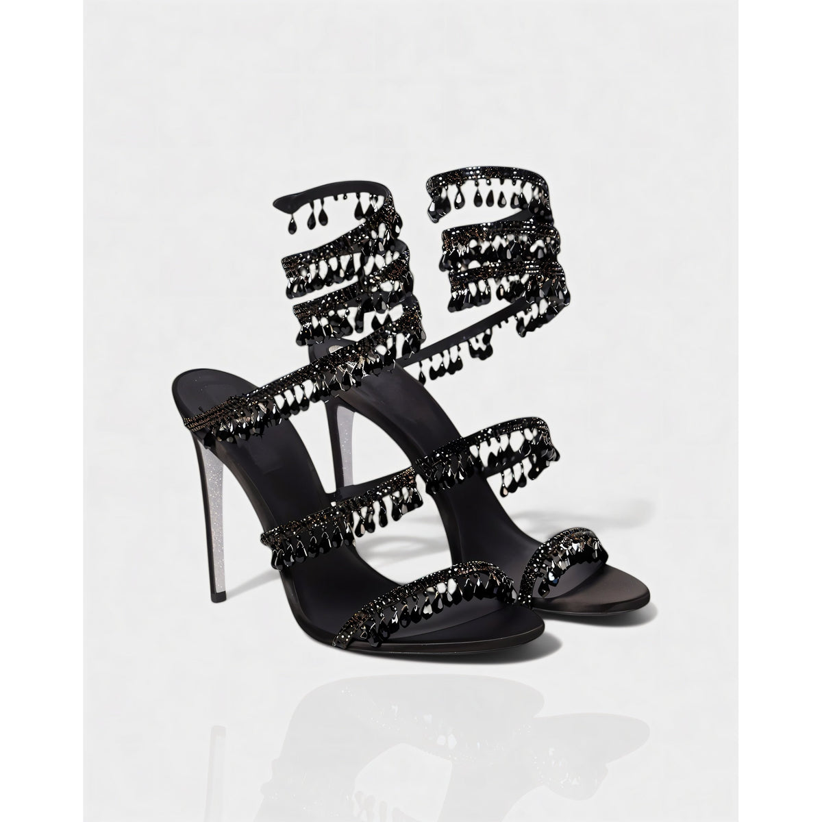 Women's High Heels Rhinestone Ankle Wrap Stiletto with Crystal Tassels - Image 10