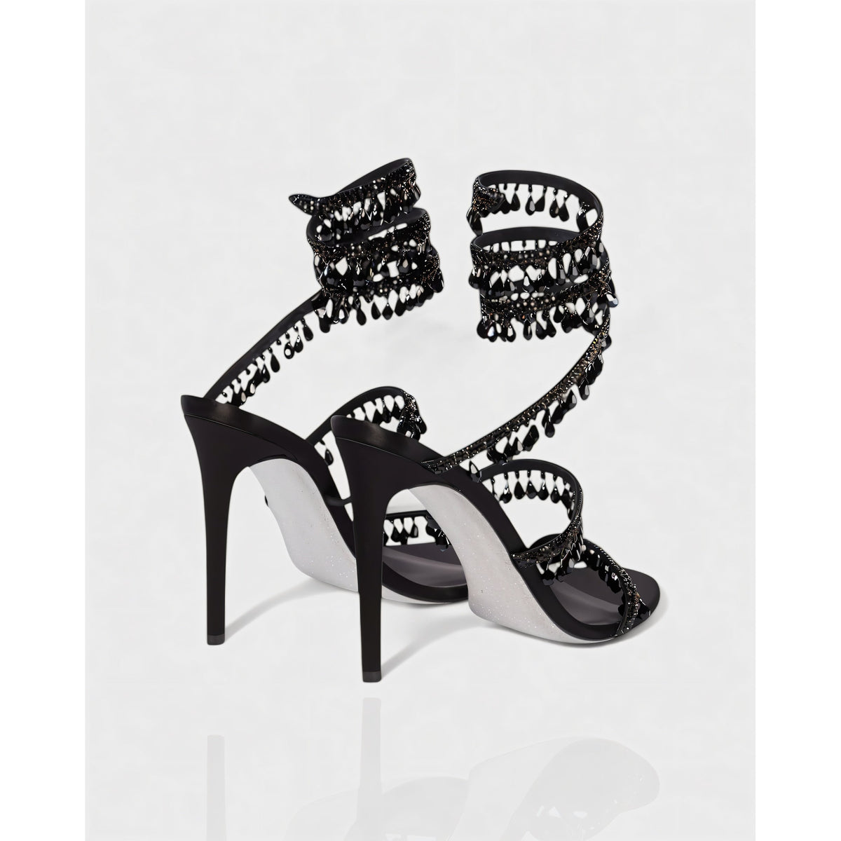 Women's High Heels Rhinestone Ankle Wrap Stiletto with Crystal Tassels - Image 11