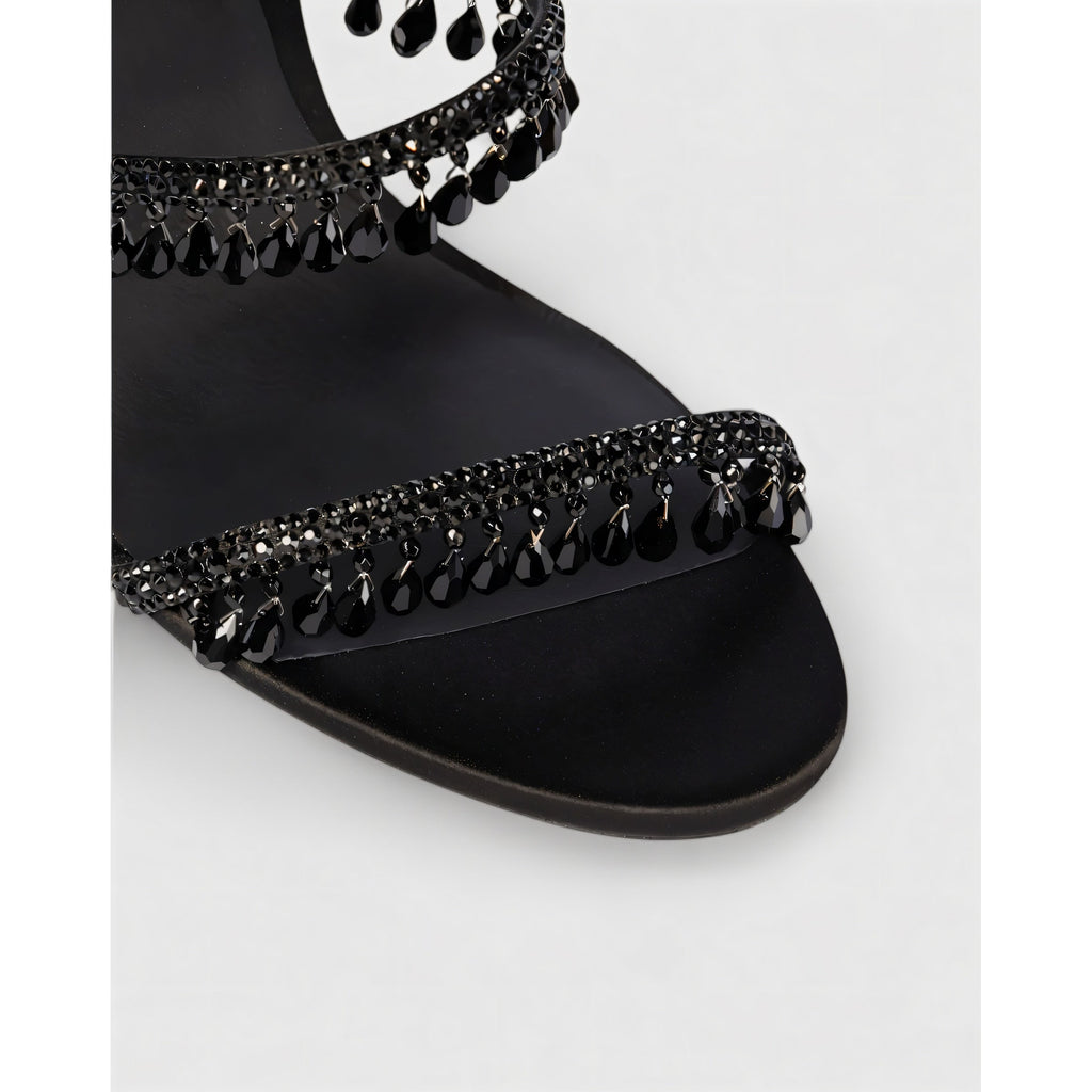 Women's High Heels Rhinestone Ankle Wrap Stiletto with Crystal Tassels - Image 12
