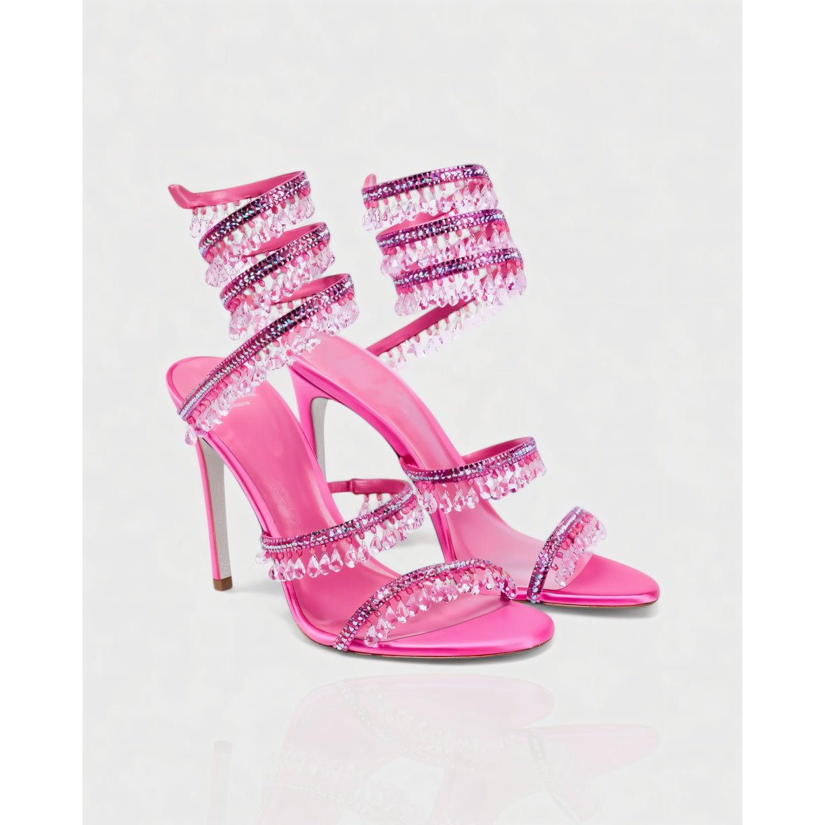 Women's High Heels Rhinestone Ankle Wrap Stiletto with Crystal Tassels - Image 16