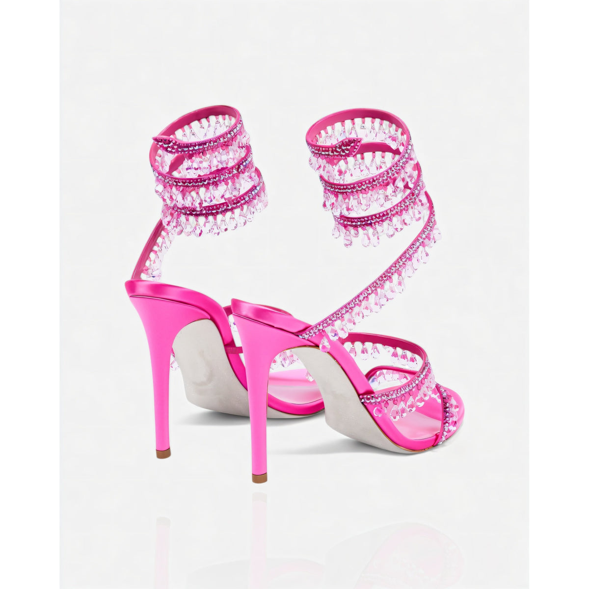 Women's High Heels Rhinestone Ankle Wrap Stiletto with Crystal Tassels - Image 17