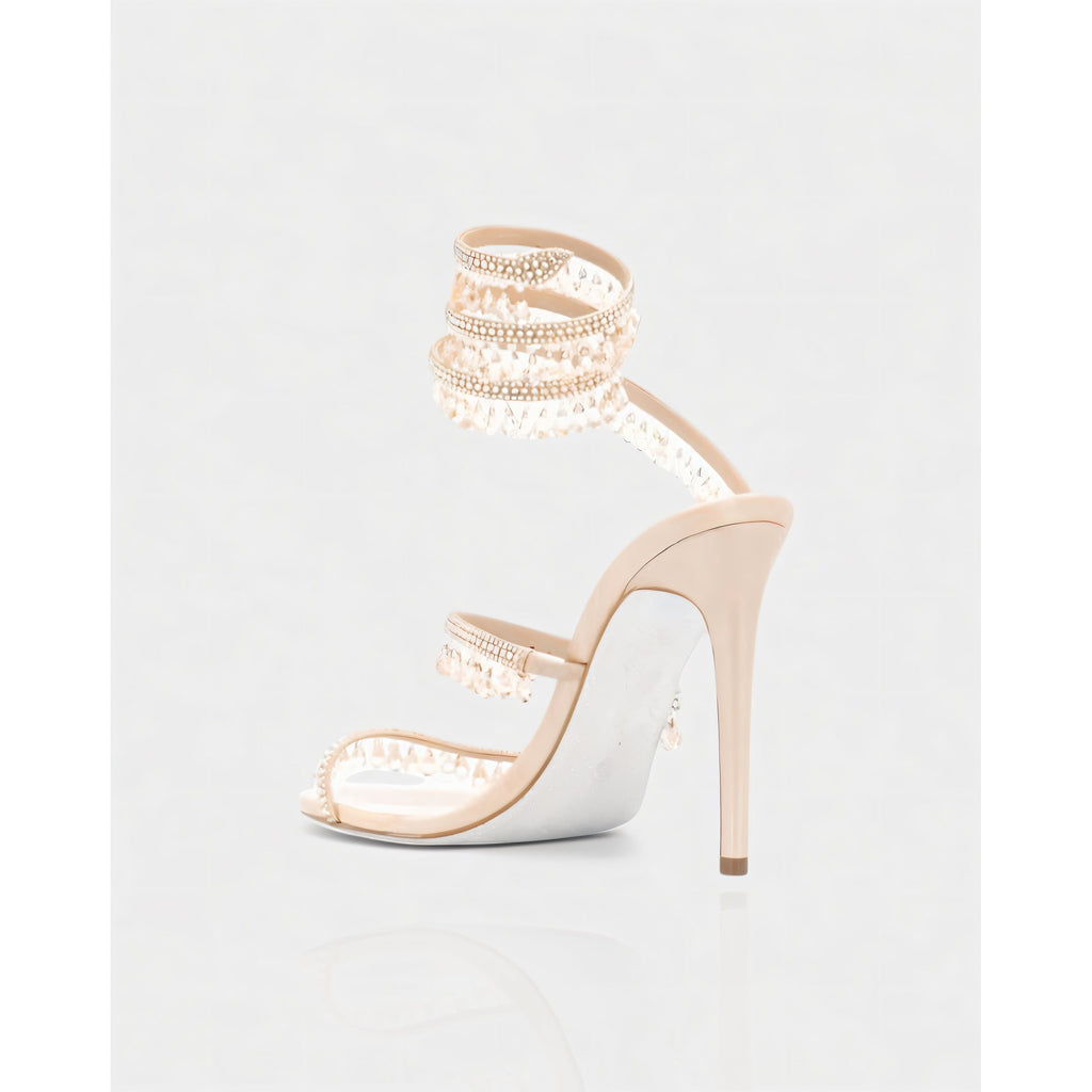 Women's High Heels Rhinestone Ankle Wrap Stiletto with Crystal Tassels - Image 21