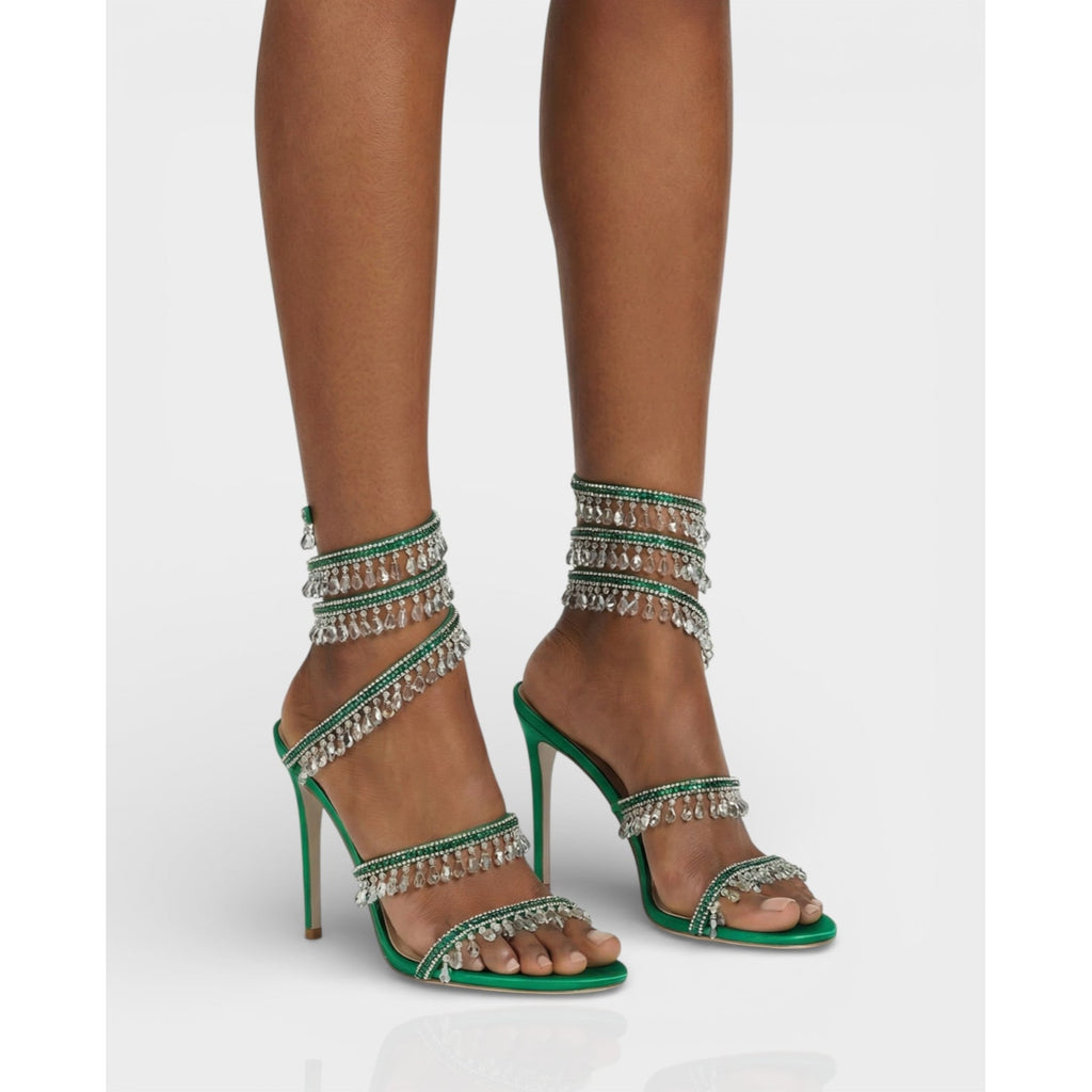 Women's High Heels Rhinestone Ankle Wrap Stiletto with Crystal Tassels - Image 23