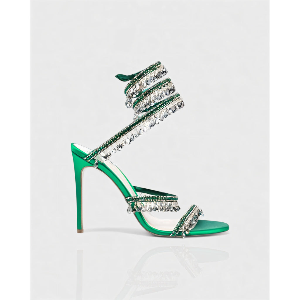 Women's High Heels Rhinestone Ankle Wrap Stiletto with Crystal Tassels - Image 24