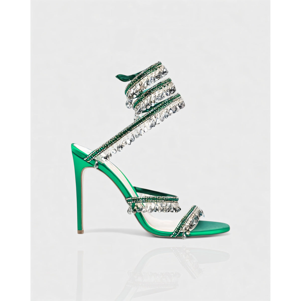 Women's High Heels Rhinestone Ankle Wrap Stiletto with Crystal Tassels - Image 24