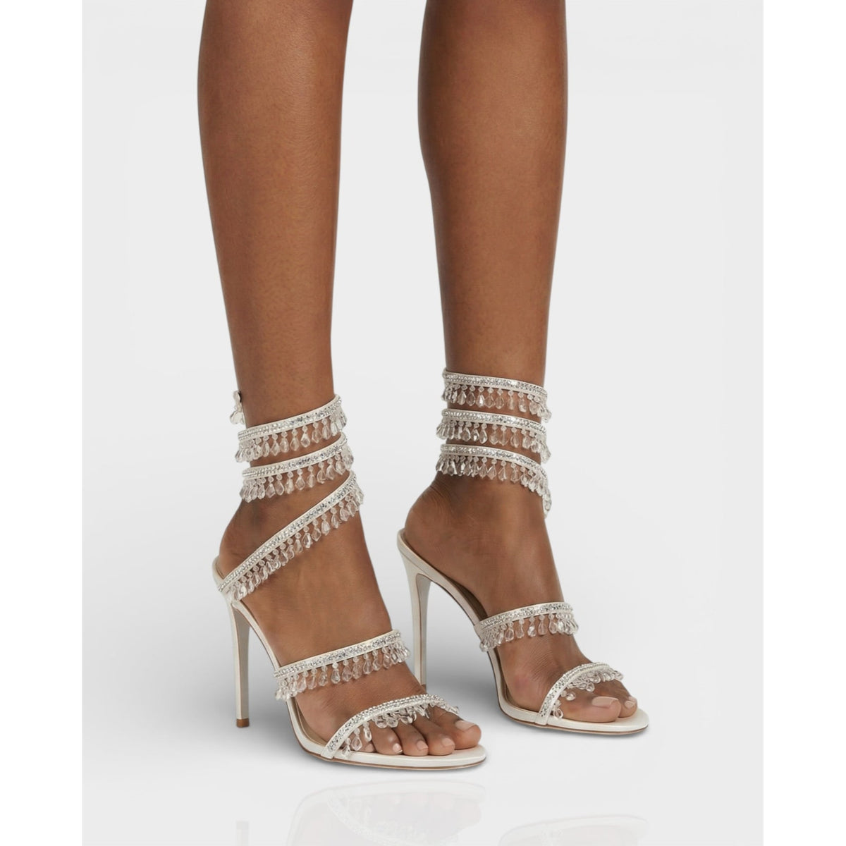 Women's High Heels Rhinestone Ankle Wrap Stiletto with Crystal Tassels - Image 26