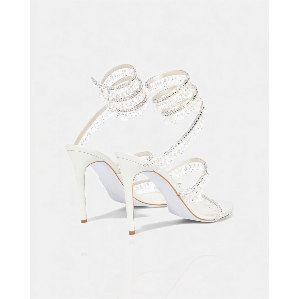 Women's High Heels Rhinestone Ankle Wrap Stiletto with Crystal Tassels - Image 28