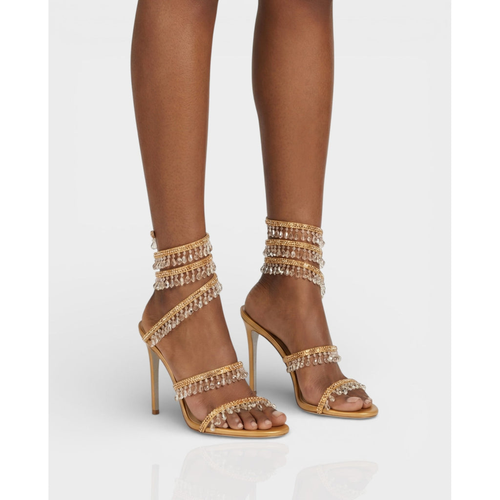 Women's High Heels Rhinestone Ankle Wrap Stiletto with Crystal Tassels - Image 5