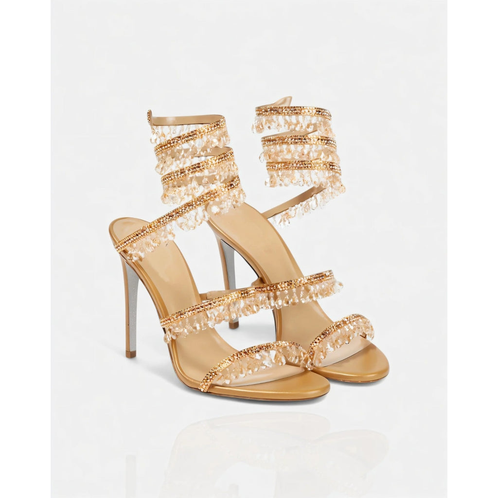 Women's High Heels Rhinestone Ankle Wrap Stiletto with Crystal Tassels - Image 6