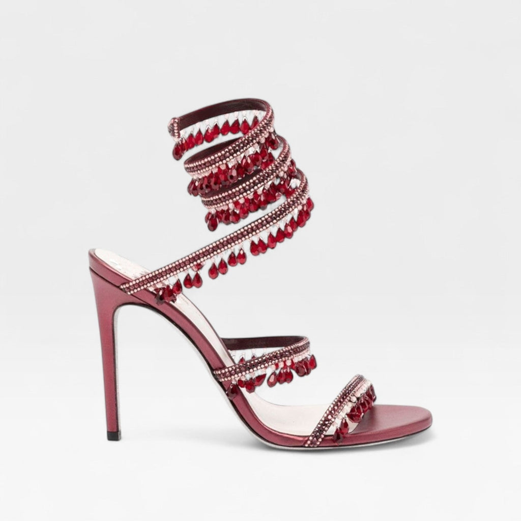Women's High Heels with Spiral Wrap Ankle Strap Crystal Embellished Stiletto - Image 10