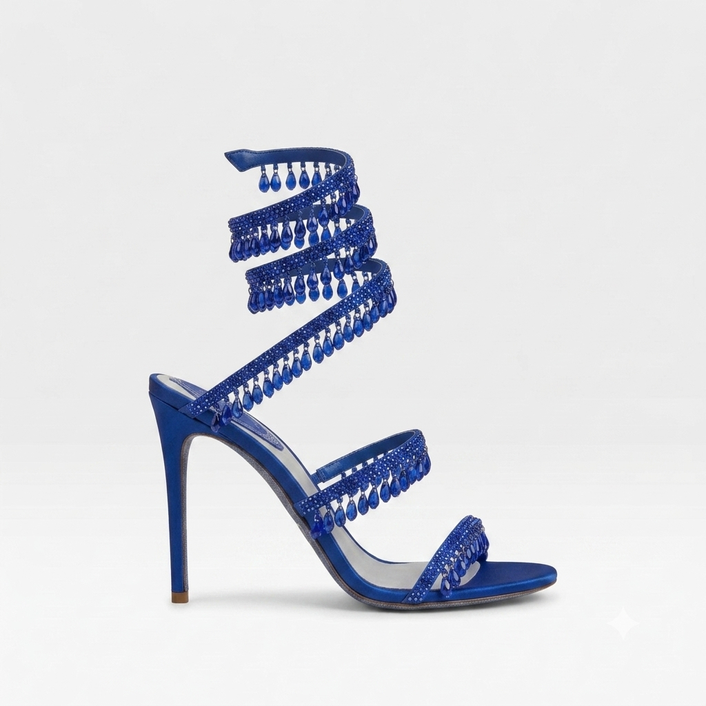 Women's High Heels with Spiral Wrap Ankle Strap Crystal Embellished Stiletto - Image 11