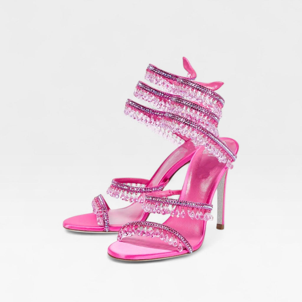 Women's High Heels with Spiral Wrap Ankle Strap Crystal Embellished Stiletto - Image 13