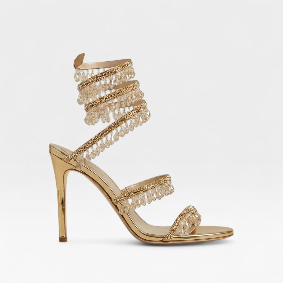Women's High Heels with Spiral Wrap Ankle Strap Crystal Embellished Stiletto - Image 1