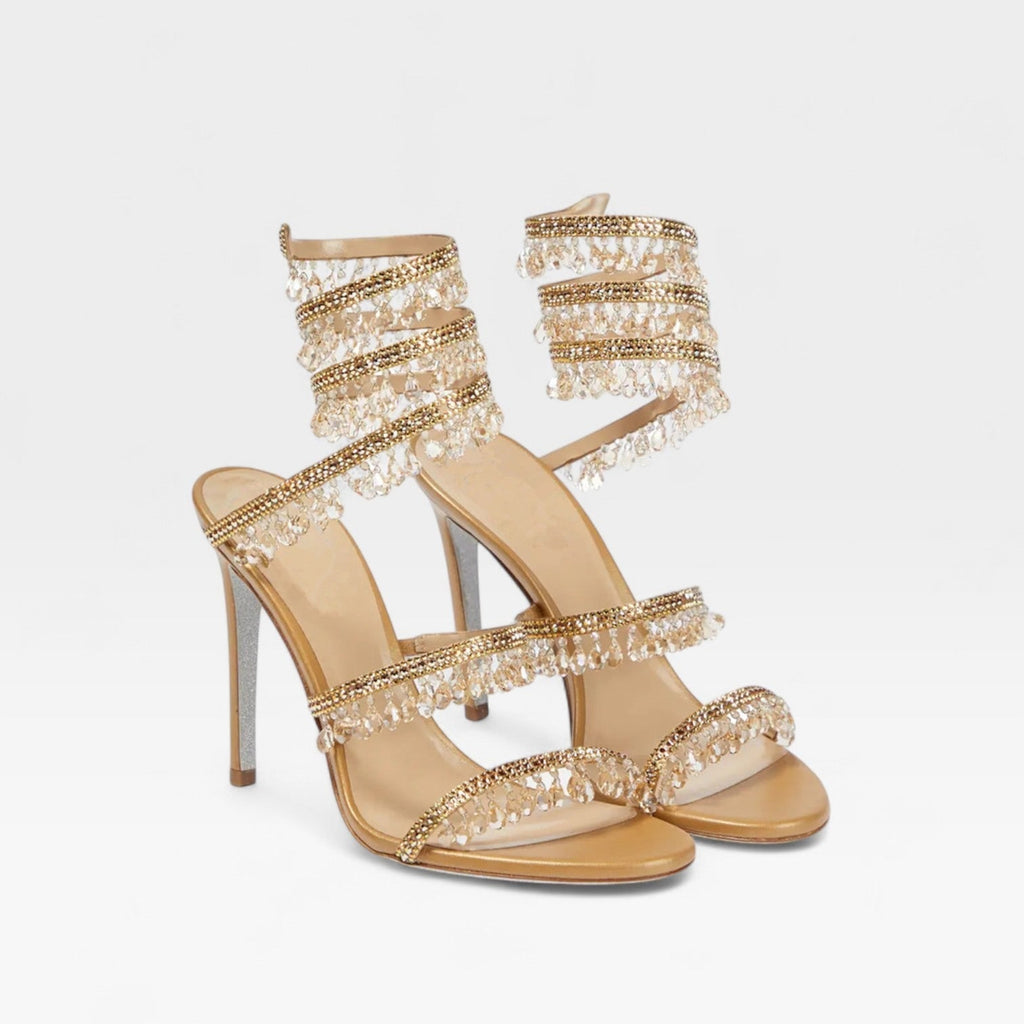 Women's High Heels with Spiral Wrap Ankle Strap Crystal Embellished Stiletto - Image 2