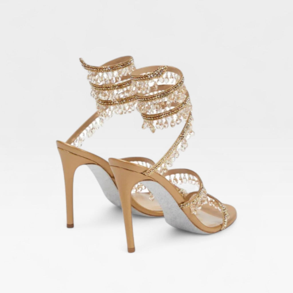 Women's High Heels with Spiral Wrap Ankle Strap Crystal Embellished Stiletto - Image 3