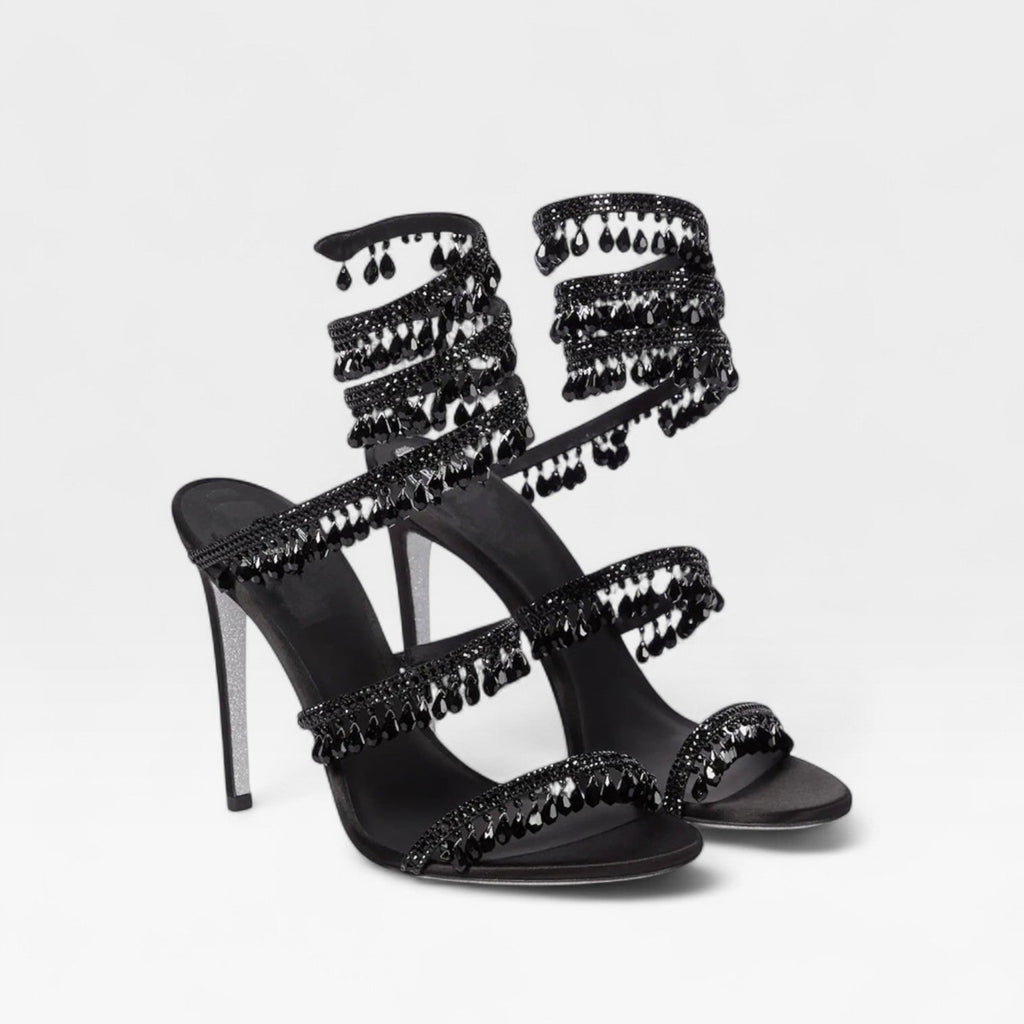 Women's High Heels with Spiral Wrap Ankle Strap Crystal Embellished Stiletto - Image 8
