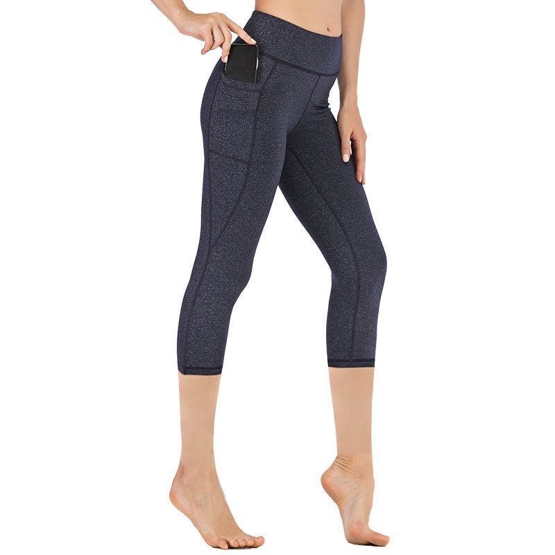 Women's High Waisted Capri Leggings with Side Pockets and Flatlock Seams - Image 5