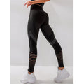 Women's High Waisted Compression Yoga Leggings with Knit and Perforations - Image 1