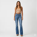 Women's High Waisted Flare Jeans with Double Button and Rise - Image 2