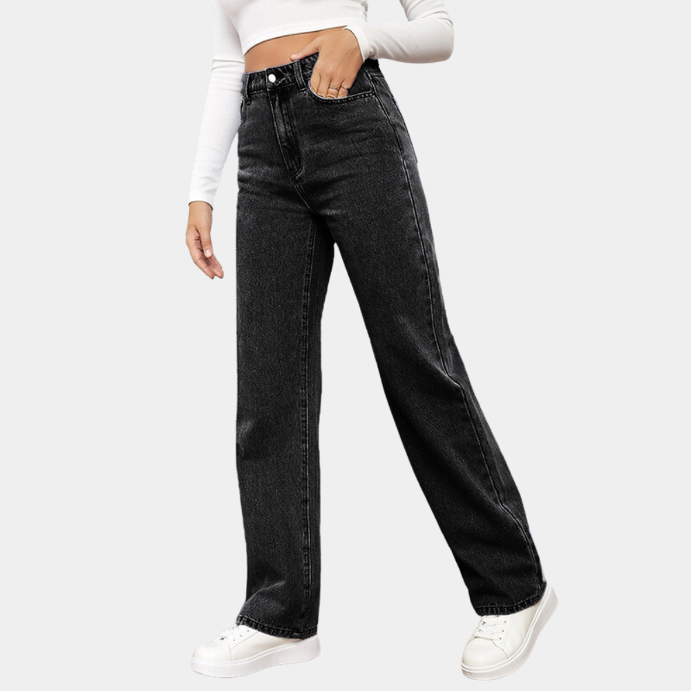 Women's High Waisted Wide Leg Baggy Jeans with Five Pocket Denim - Image 10