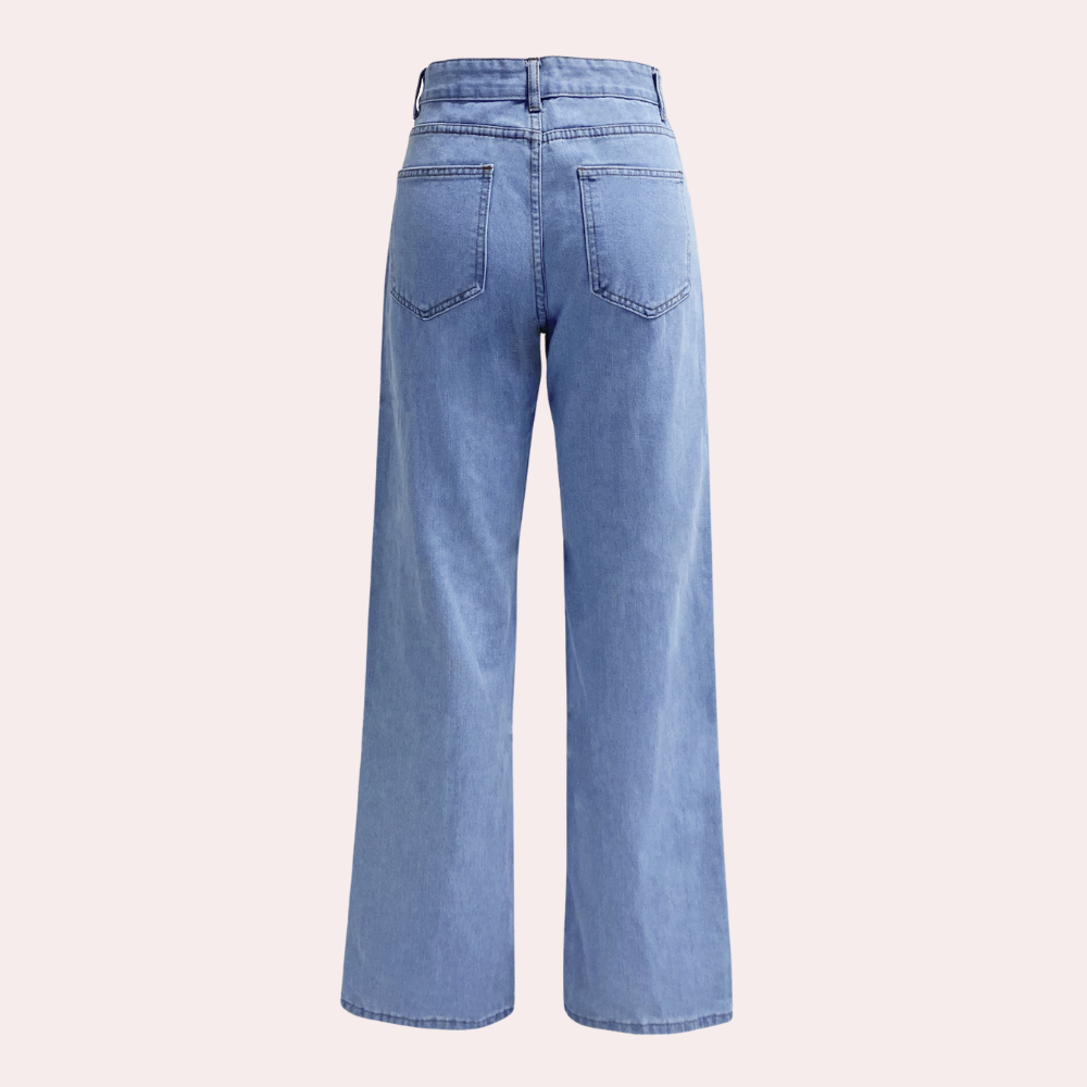Women's High Waisted Wide Leg Baggy Jeans with Five Pocket Denim - Image 4