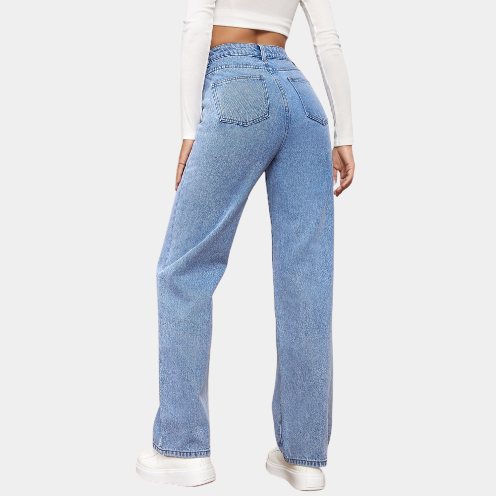 Women's High Waisted Wide Leg Baggy Jeans with Five Pocket Denim - Image 8