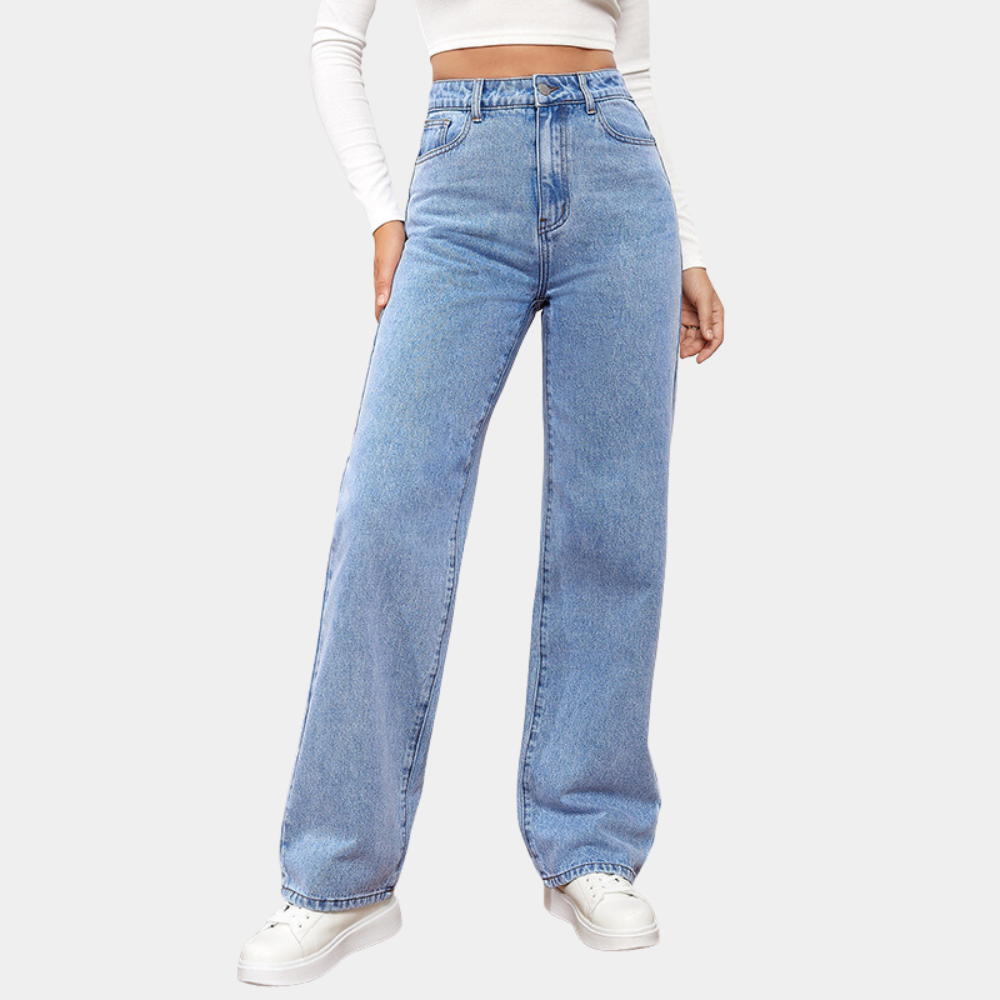 Women's High Waisted Wide Leg Baggy Jeans with Five Pocket Denim - Image 9