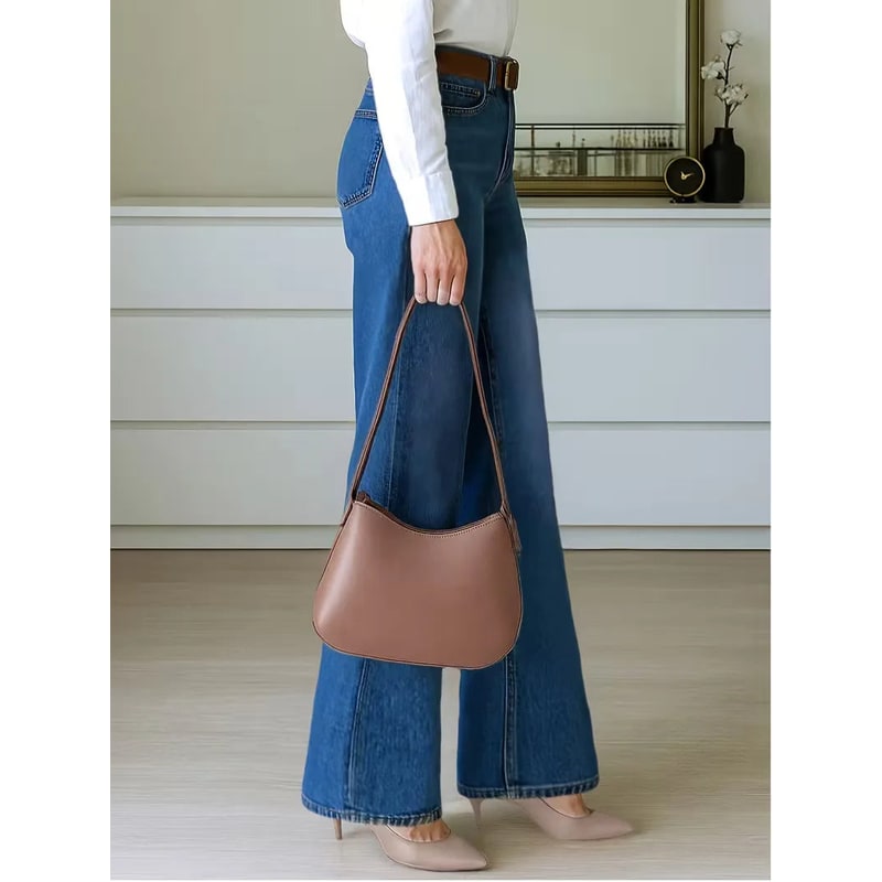 Women's High Waisted Wide Leg Dark Wash Denim Jeans with Five Pocket Styling - Image 6