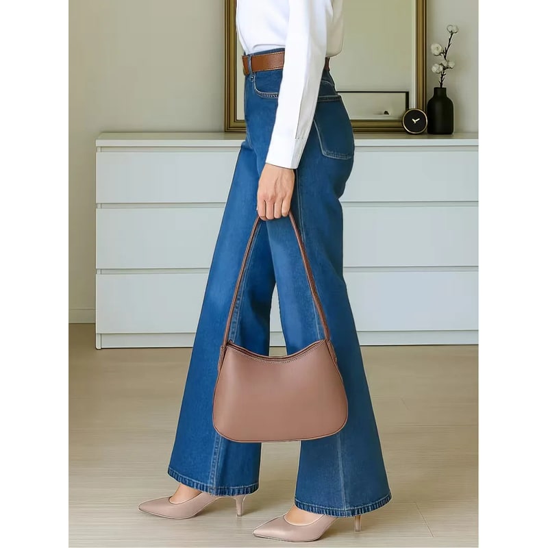Women's High Waisted Wide Leg Dark Wash Denim Jeans with Five Pocket Styling - Image 8