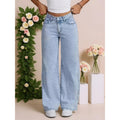 Women's High Waisted Wide Leg Loose Fit Jeans with Rise and Button Fly - Image 1