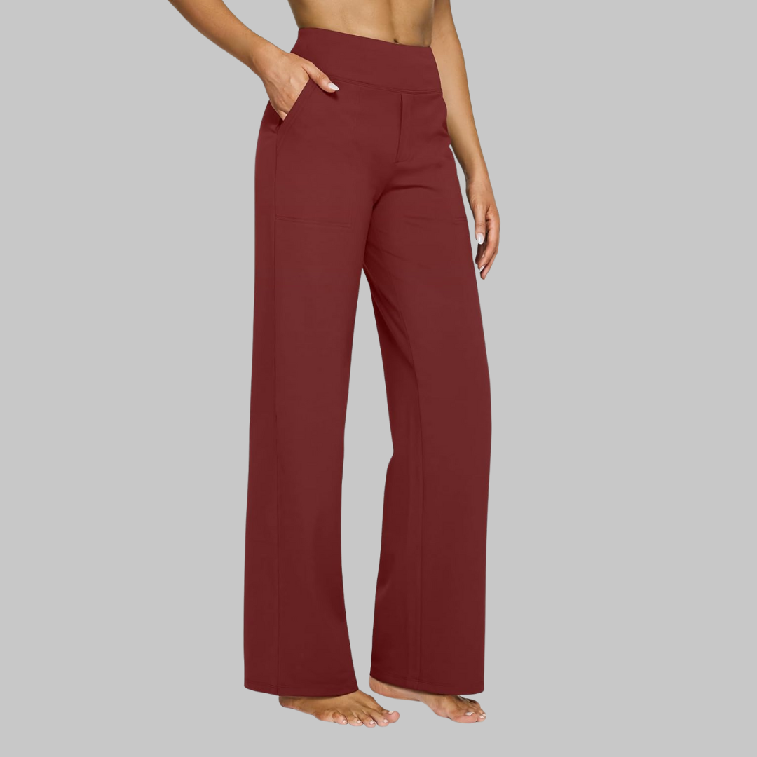 Women's High-Waisted Wide Leg Trouser Pants with Elastic Waist and Side Pockets - Image 12