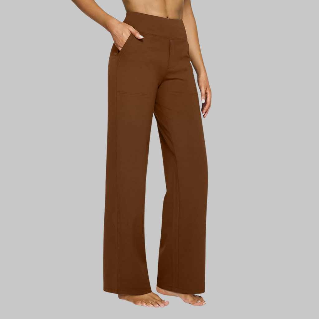 Women's High-Waisted Wide Leg Trouser Pants with Elastic Waist and Side Pockets - Image 14