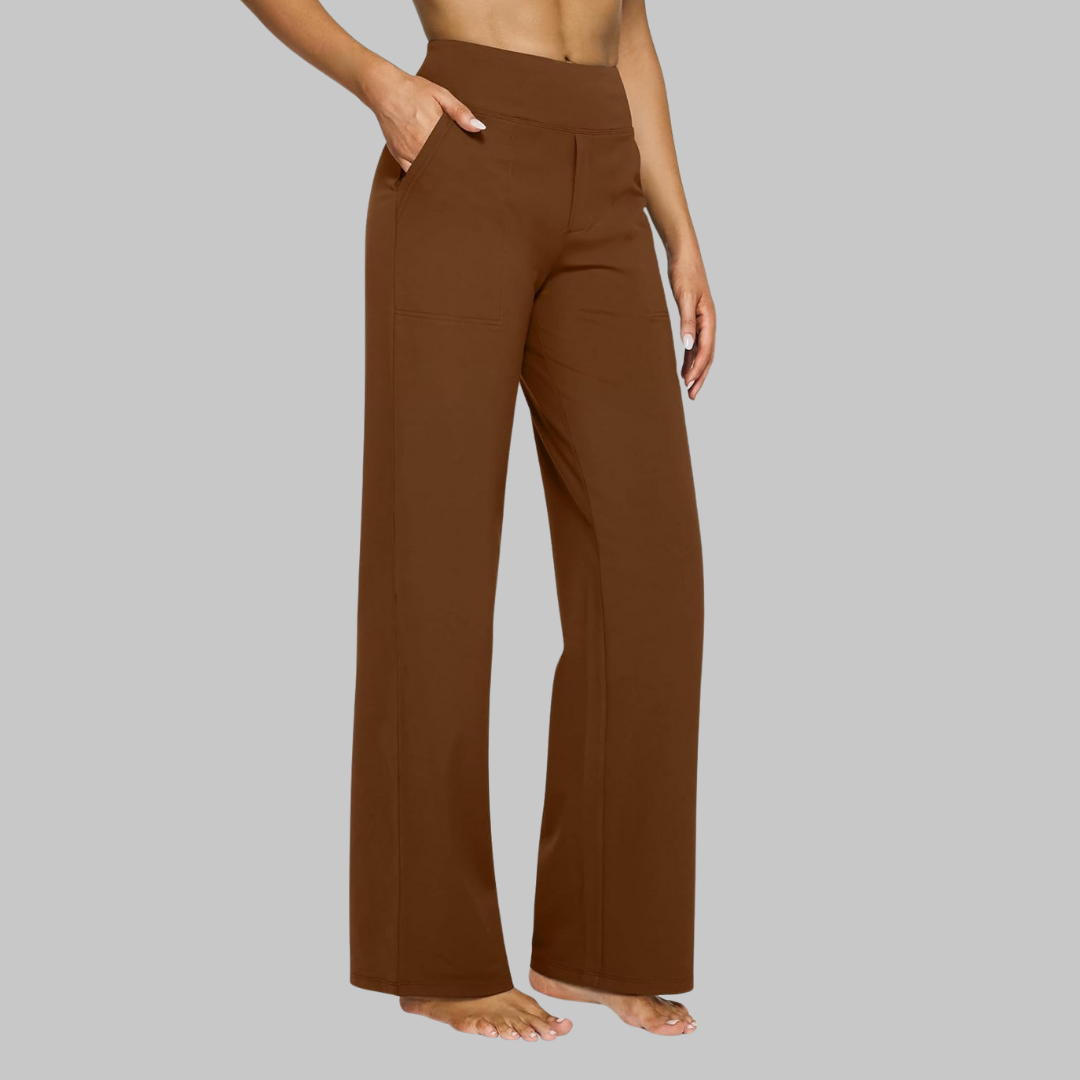 Women's High-Waisted Wide Leg Trouser Pants with Elastic Waist and Side Pockets - Image 14