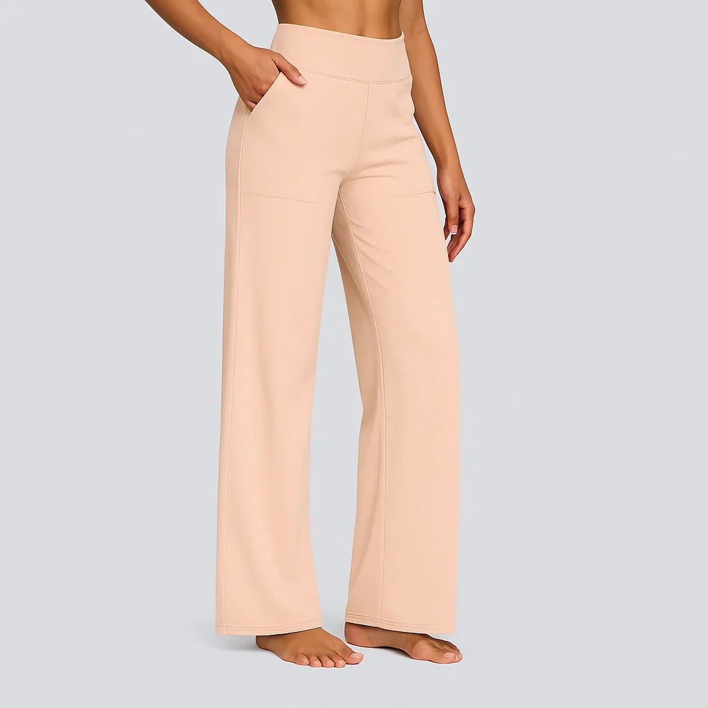 Women's High-Waisted Wide Leg Trouser Pants with Elastic Waist and Side Pockets - Image 15
