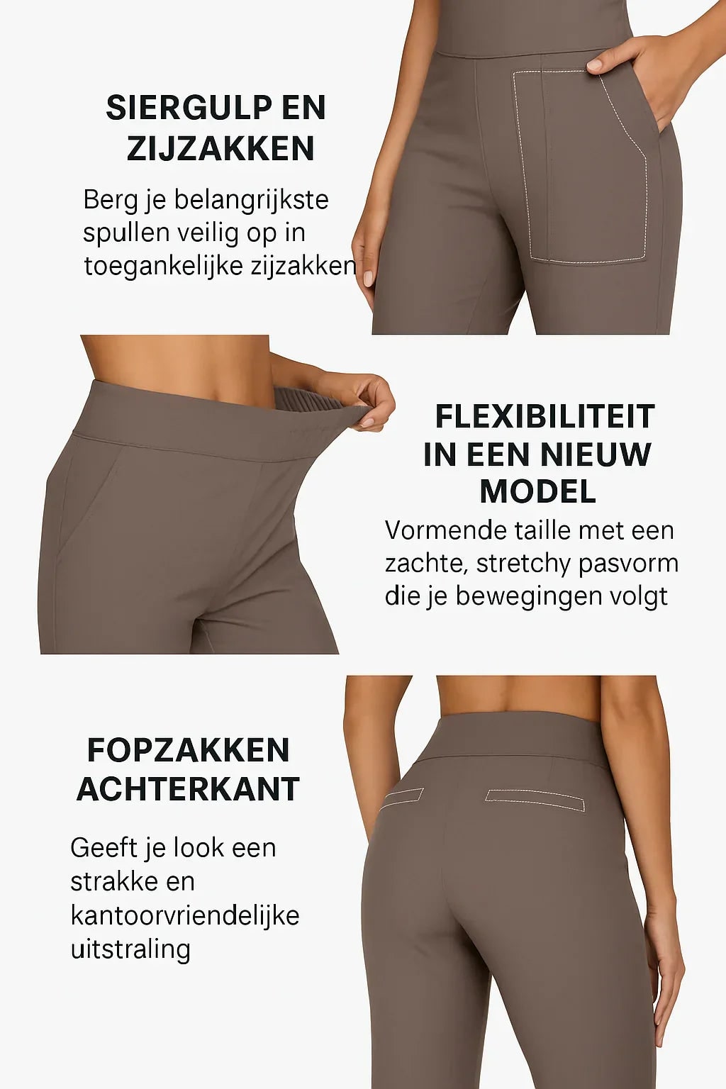 Women's High-Waisted Wide Leg Trouser Pants with Elastic Waist and Side Pockets - Image 16
