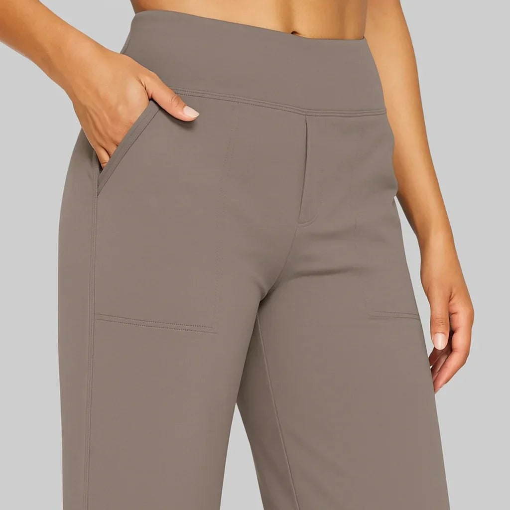 Women's High-Waisted Wide Leg Trouser Pants with Elastic Waist and Side Pockets - Image 4