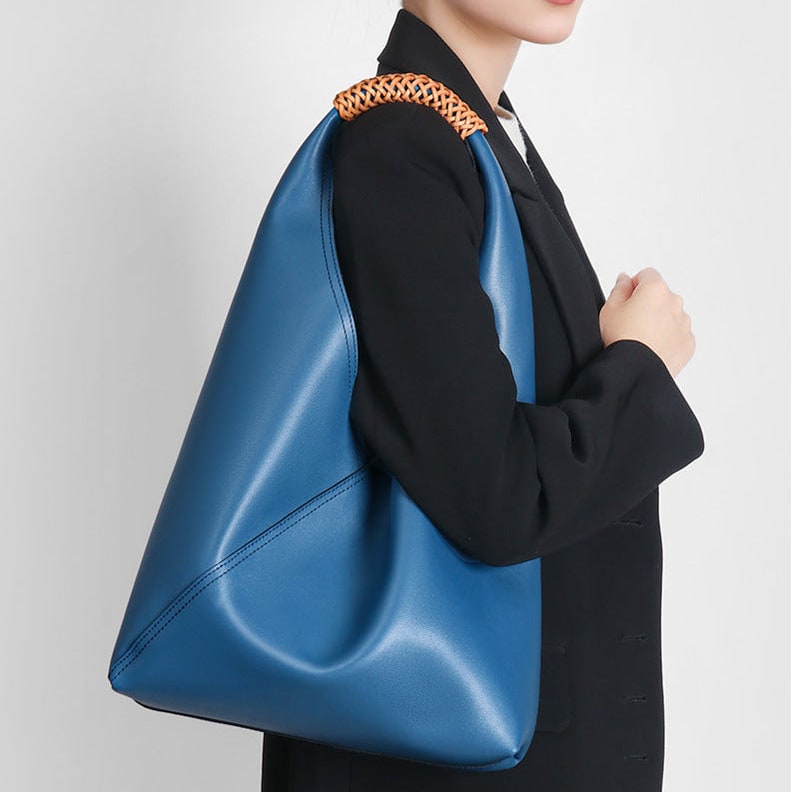 Women's Hobo Handbags Leather Shoulder Bag with Braided Handle and Crossbody Strap - Image 8