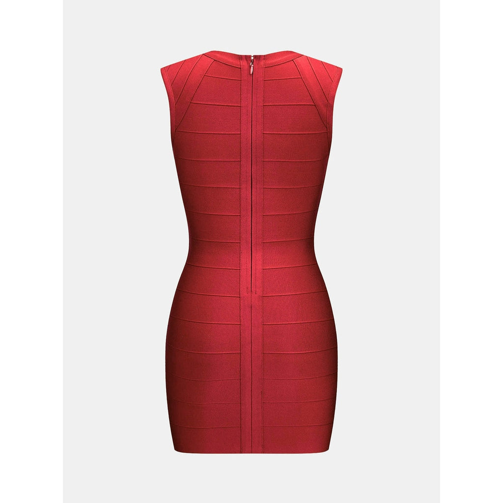 Women's Homecoming Bandage Bodycon Mini Dress with Deep V-Neck and Back Zipper - Image 3