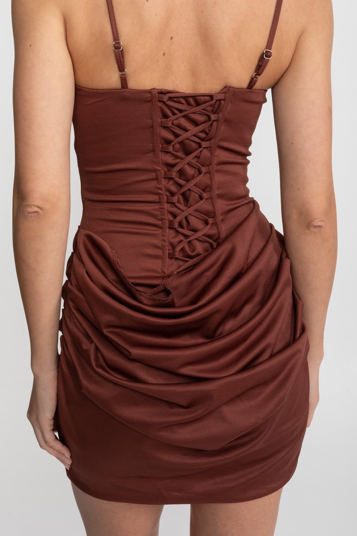 Women's Homecoming Corset Mini Dress with Square Neck Ruched Skirt and Waist Cincher - Image 5