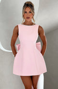 Women's Homecoming Dress Fall Wedding Guest Formal Mini with Structured Bow Back - Image 1
