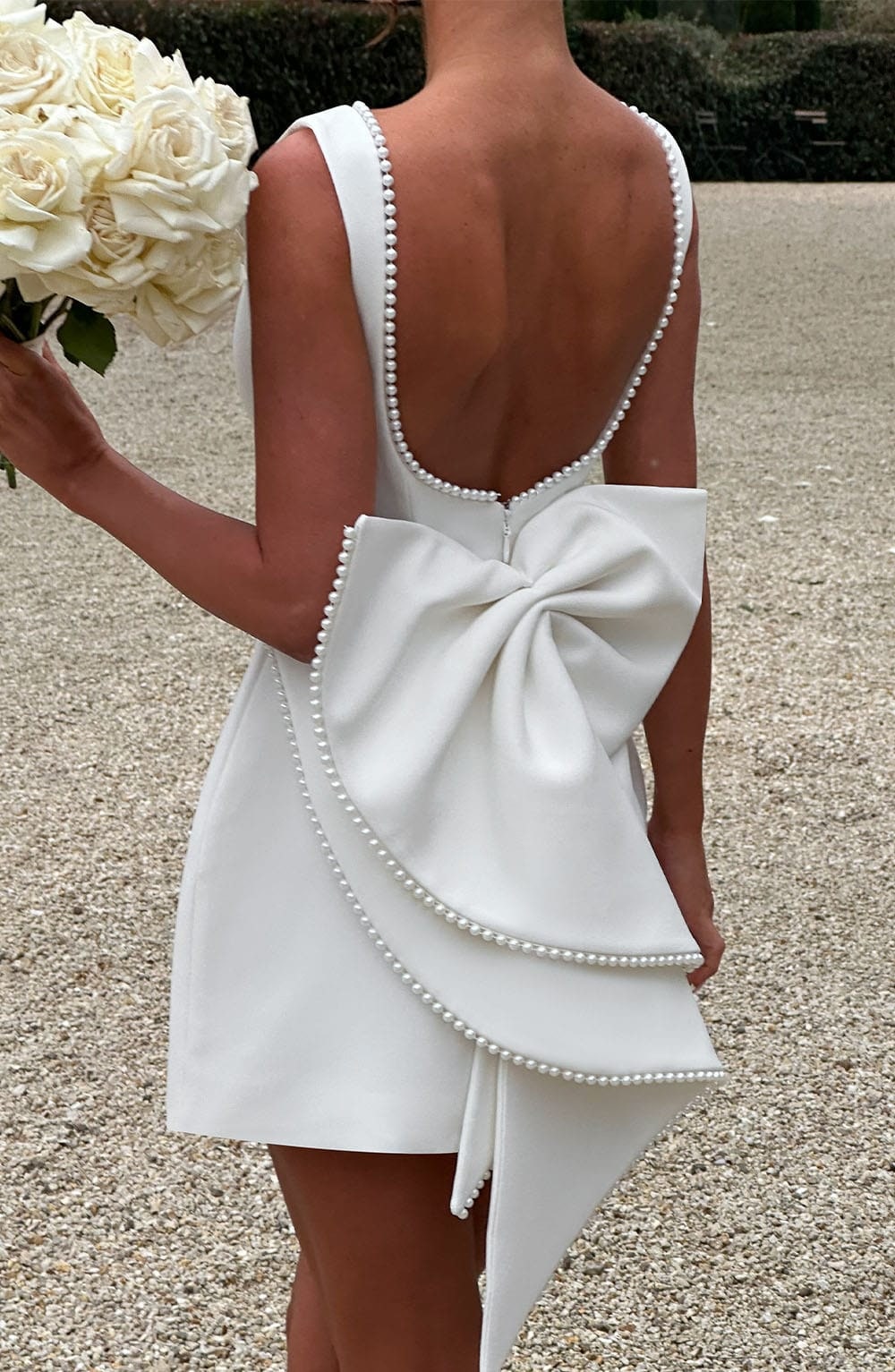 Women's Homecoming Dress Fall Wedding Guest Formal Mini with Structured Bow Back - Image 12