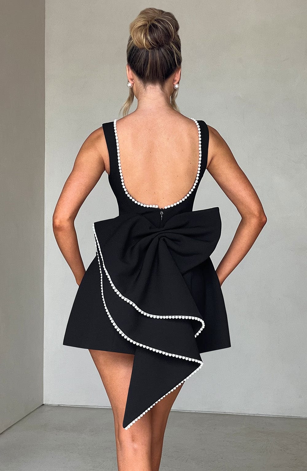 Women's Homecoming Dress Fall Wedding Guest Formal Mini with Structured Bow Back - Image 6