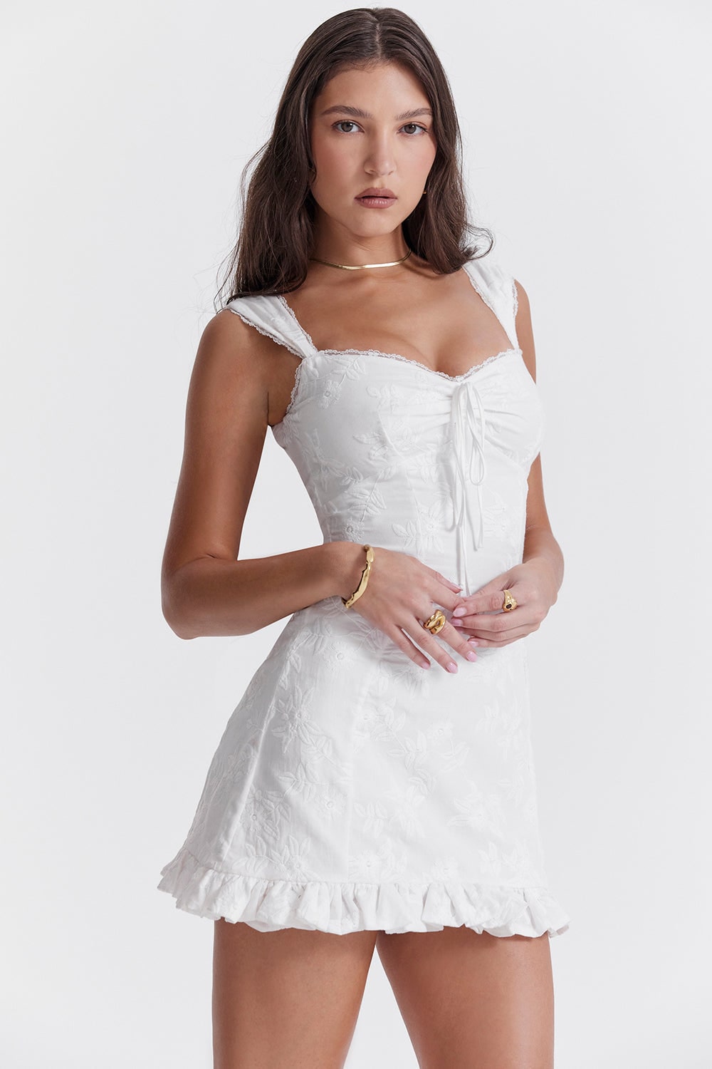 Women's Homecoming Mini Dress with Tie Front and Ruffle Hem for Grad Party - Image 4